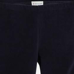 Pre Owned Moncler Navy Blue Velvet Knit Leggings 12 Yrs