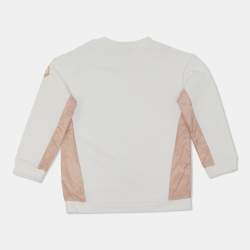 Moncler White Logo Print Cotton Panel Detail Sweatshirt 2 Yrs