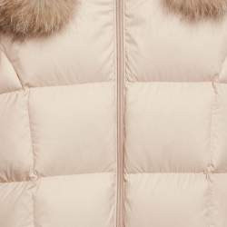 Moncler Pink Nylon Detachable Fur Puffer Onesie 2 Yrs