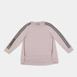 Moncler Kids Pink Cotton Tape Trimmed Sweatshirt 2 Yrs