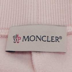 Moncler Kids Pink Cotton Knit Tape Trimmed Trackpants 2 Yrs