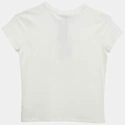 Pre Owned Moncler White Logo Applique Jersey T-Shirt 10 Yrs