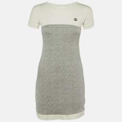 Pre Owned Moncler Kids Grey Textured Knit Midi Dress Size 12 Years