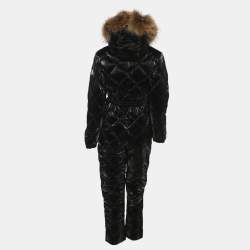 Pre Owned Moncler Black Quilted Nylon Hooded Jumpsuit Ski Jacket 14Y