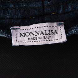 Monnalisa Washed Indigo Terry Embellished Side Stripe Detail Jeggings 10 Yrs