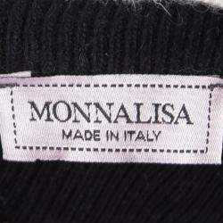 Monnalisa Monochrome Knit Pom-Pom Detail Short Sleeve Dress 4 Yrs