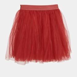 Monnalisa Kids Red Tulle Flared Mini Skirt 12 Yrs 