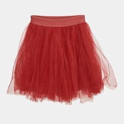 Monnalisa Kids Red Tulle Flared Mini Skirt 12 Yrs 