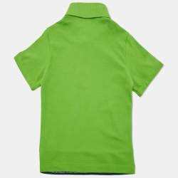 مملوكة مسبقًا Moschino Kids Green Logo Intarsia Cotton Polo T-Shirt 4 Yrs