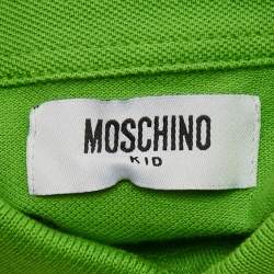 مملوكة مسبقًا Moschino Kids Green Logo Intarsia Cotton Polo T-Shirt 4 Yrs