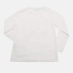 Pre Owned Moschino Kids White Printed Jersey Long Sleeve T-Shirt 4 Yrs