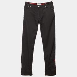 Pre Owned بنطلون جينز دينيم موسكينو جونيور بطبعة شعار باللون الأسود 11/12 سنة خصر 26 بوصة