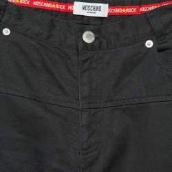 Pre Owned Moschino Junior Black Logo Print Denim Jean 11/12Yrs Waist 26"