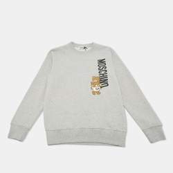 Moschino Teen Grey Teddy Print Cotton Crewneck Sweatshirt 14 Yrs 