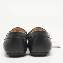 Pre Owned Moschino Black Leather Logo Driving Loafers Size 33 
