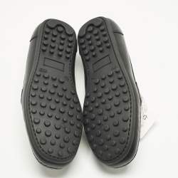 Pre Owned Moschino Black Leather Logo Driving Loafers Size 33 