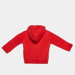 Moschino Baby Red Logo Print Cotton Hooded Jacket 9/12M