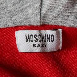 Moschino Baby Red Logo Print Cotton Hooded Jacket 9/12M
