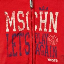 Moschino Baby Red Logo Print Cotton Hooded Jacket 9/12M