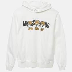 Pre Owned Moschino Teen White Teddy Print Cotton Hoodie 12Yrs