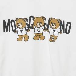 Pre Owned Moschino Teen White Teddy Print Cotton Hoodie 12Yrs