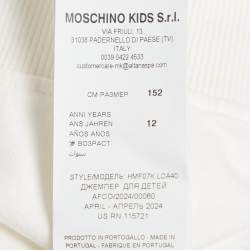 Pre Owned Moschino Teen White Teddy Print Cotton Hoodie 12Yrs