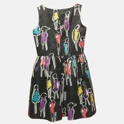 Pre Owned Moschino Black Printed Synthetic Sleeveless Dress 12 Yrs