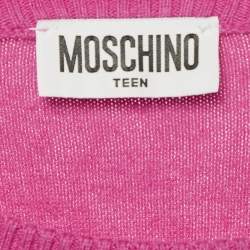 Moschino Teen Pink Bear Pattern Cotton Knit Sweater 10 Yrs