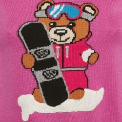 Moschino Teen Pink Bear Pattern Cotton Knit Sweater 10 Yrs