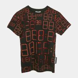 Pre Owned Moschino Teen Black Printed Jersey Crewneck T-Shirt 10Yrs