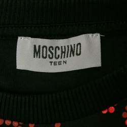 Pre Owned Moschino Teen Black Printed Jersey Crewneck T-Shirt 10Yrs