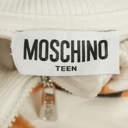 Pre Owned Moschino Kids White Teddy Print Cotton Hoodie 10Yrs