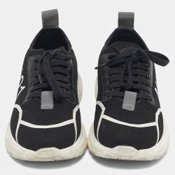 Pre Owned N°21 Black Knit Fabric and Leather Lace Up Sneakers Size 40