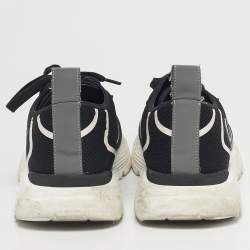 Pre Owned N°21 Black Knit Fabric and Leather Lace Up Sneakers Size 40