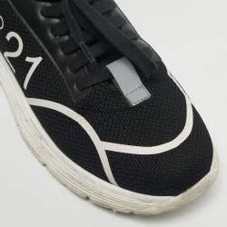 Pre Owned N°21 Black Knit Fabric and Leather Lace Up Sneakers Size 40
