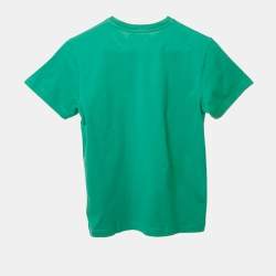 Off-White Kids Green Printed Cotton Crew Neck T-Shirt 10 Yrs