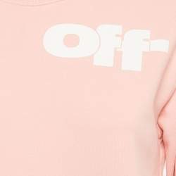 Pre Owned سويت شيرت قطن أوف وايت كيدز بشعار مطبوع وردي 10 سنوات