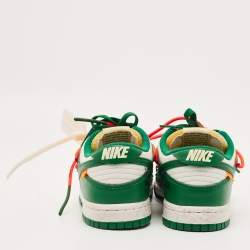 Pre Owned Off-White x Nike Green/White Leather Dunk Low Top Sneakers Size 36