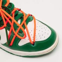 Pre Owned Off-White x Nike Green/White Leather Dunk Low Top Sneakers Size 36