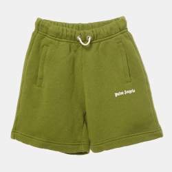 Pre Owned Palm Angels Kids Green Logo Print Shorts 6Yrs