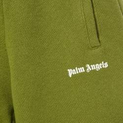 Pre Owned Palm Angels Kids Green Logo Print Shorts 6Yrs