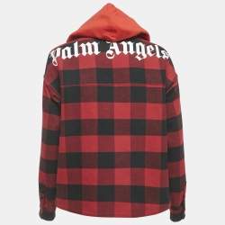 Pre Owned Palm Angels Kids Red/Black Checks Cotton Hooded Shirt 12Yrs