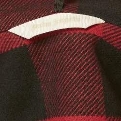 Pre Owned Palm Angels Kids Red/Black Checks Cotton Hooded Shirt 12Yrs