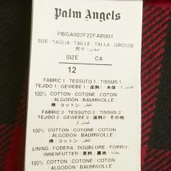 Pre Owned Palm Angels Kids Red/Black Checks Cotton Hooded Shirt 12Yrs