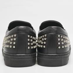 Philipp Plein Black Leather Studded Medicine Sneakers Size 35
