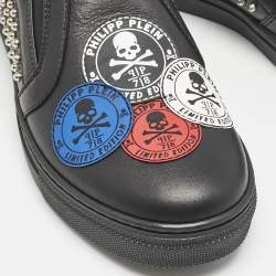 Philipp Plein Black Leather Studded Medicine Sneakers Size 35