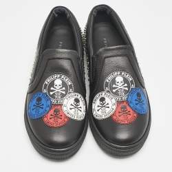 Philipp Plein Black Leather Studded Medicine Sneakers Size 35