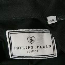 Philipp Plein Junior Black Cotton Button Front Shirt 10 Yrs