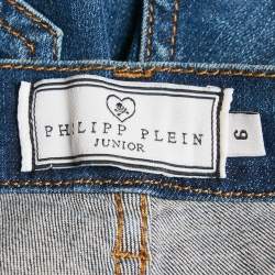 Pre Owned Philipp Plein Kids Blue Ripped Denim Jeans 6 Yrs Waist 22"