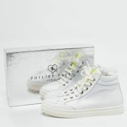 Philipp Plein White Leather Nick High Top Sneakers Size 35